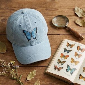 Ulysses Swallowtail butterfly denim hat | Gift for nature lovers