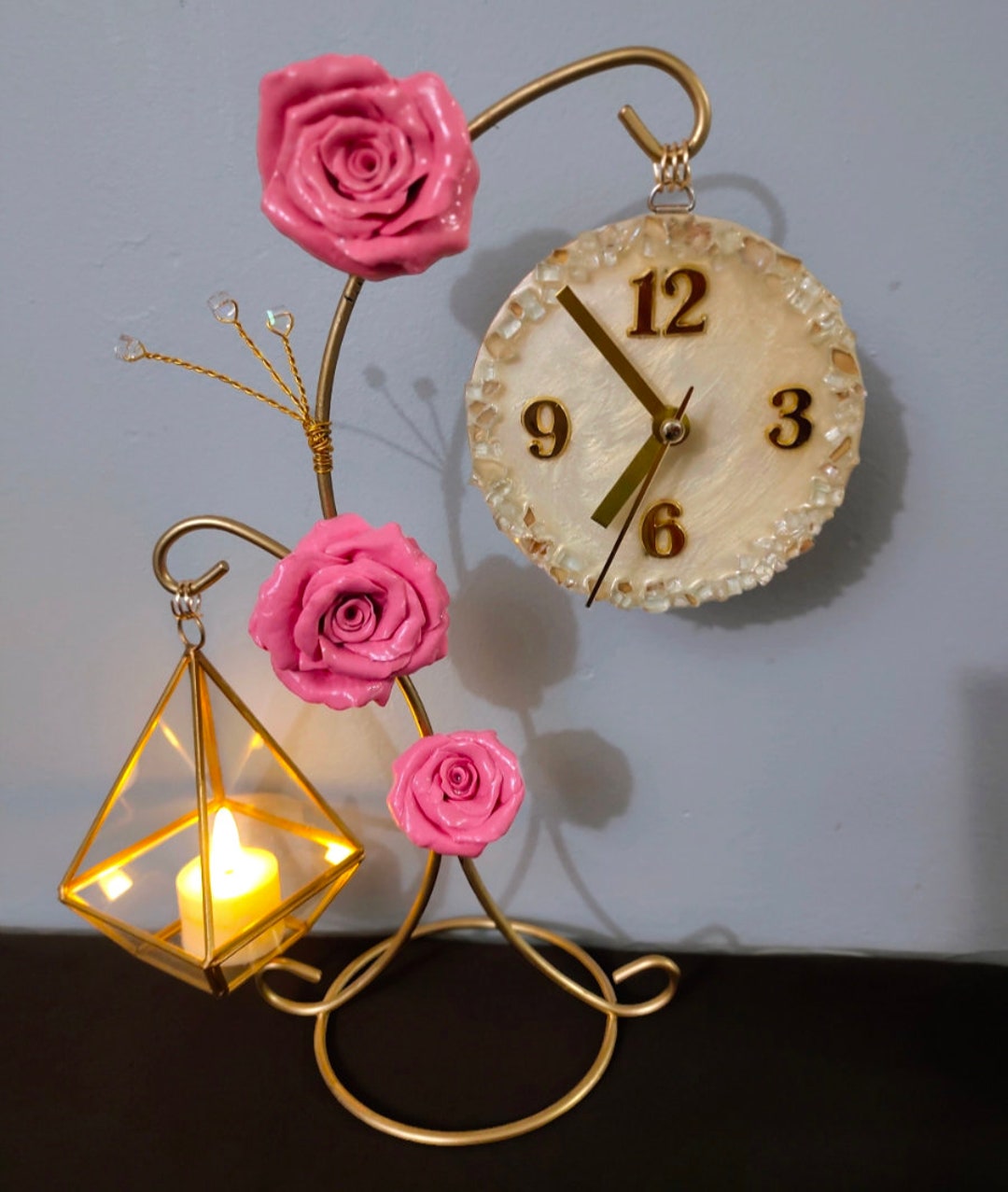 Beautiful Table Lamp, Resin Table Clock, Clock and Lamp Combination - Etsy