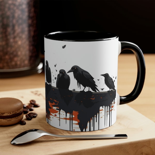 Raven Mug, Crow Mug, Gift, Crow Gifts, Raven Coffee Mug, Crow Coffee Mug, Halloween, Holiday