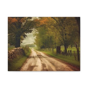 Canvas Wall Art, Rustic Country Road Canvas Print, Landscape Photography Home Decor, Farmhouse Wall Hanging, Nature Scene Wall Decor,