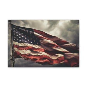 Canvas Wall Art, Weathered American Flag Patriotic Decor, USA Flag Rustic Canvas Print, Vintage American Flag Wall Decor, Fourth of July