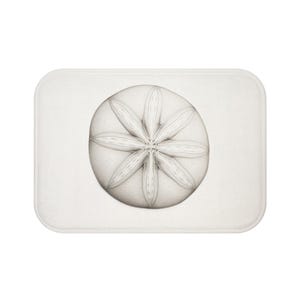 Sand Dollar Bath Mat - Coastal Beach House Bathroom Decor, Seashell Nautical Rug, Ocean Theme Non-Slip Mat, Seaside Home Accent, Coastal