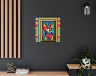 Mehrfarbige abstrakte Katze &quot;&quot;Picatso&quot;&quot; Kunst, Weihnachtsgeschenk, Weihnachtsgeschenk, Weihnachtsgeschenk, Katzen Druck, Digitaldruck, Katzen Kunst&quot;