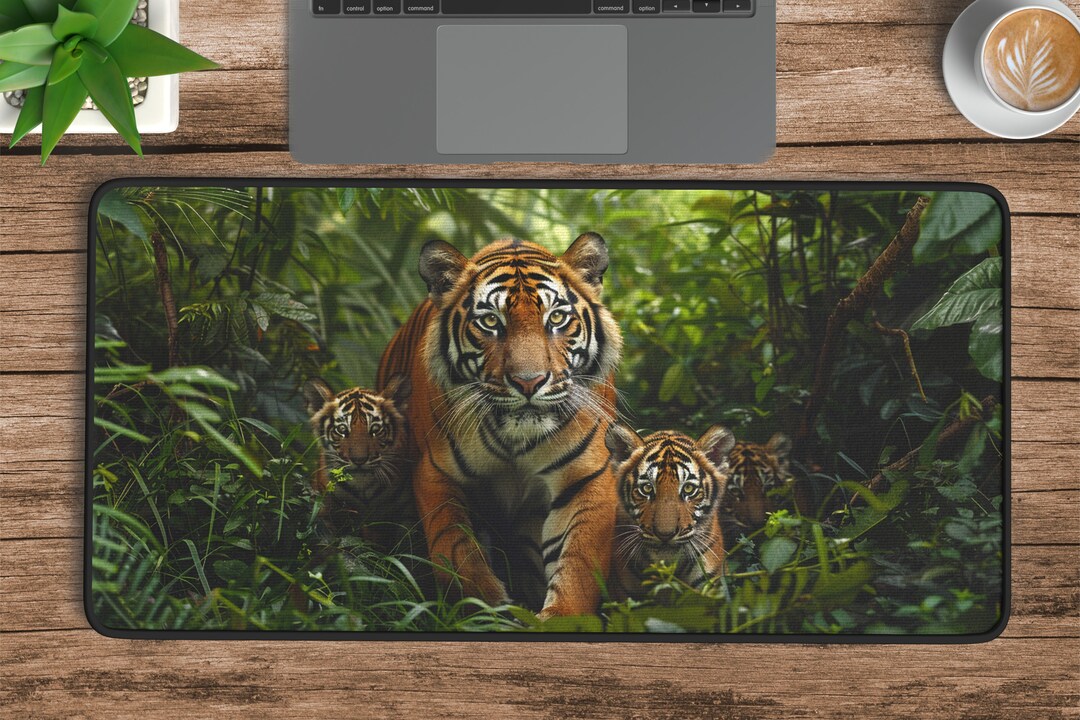 Computer Mat Tiger Tiger Family Desk Mat, Rainforest Office Decor, XL Mouse Pad - Etsy