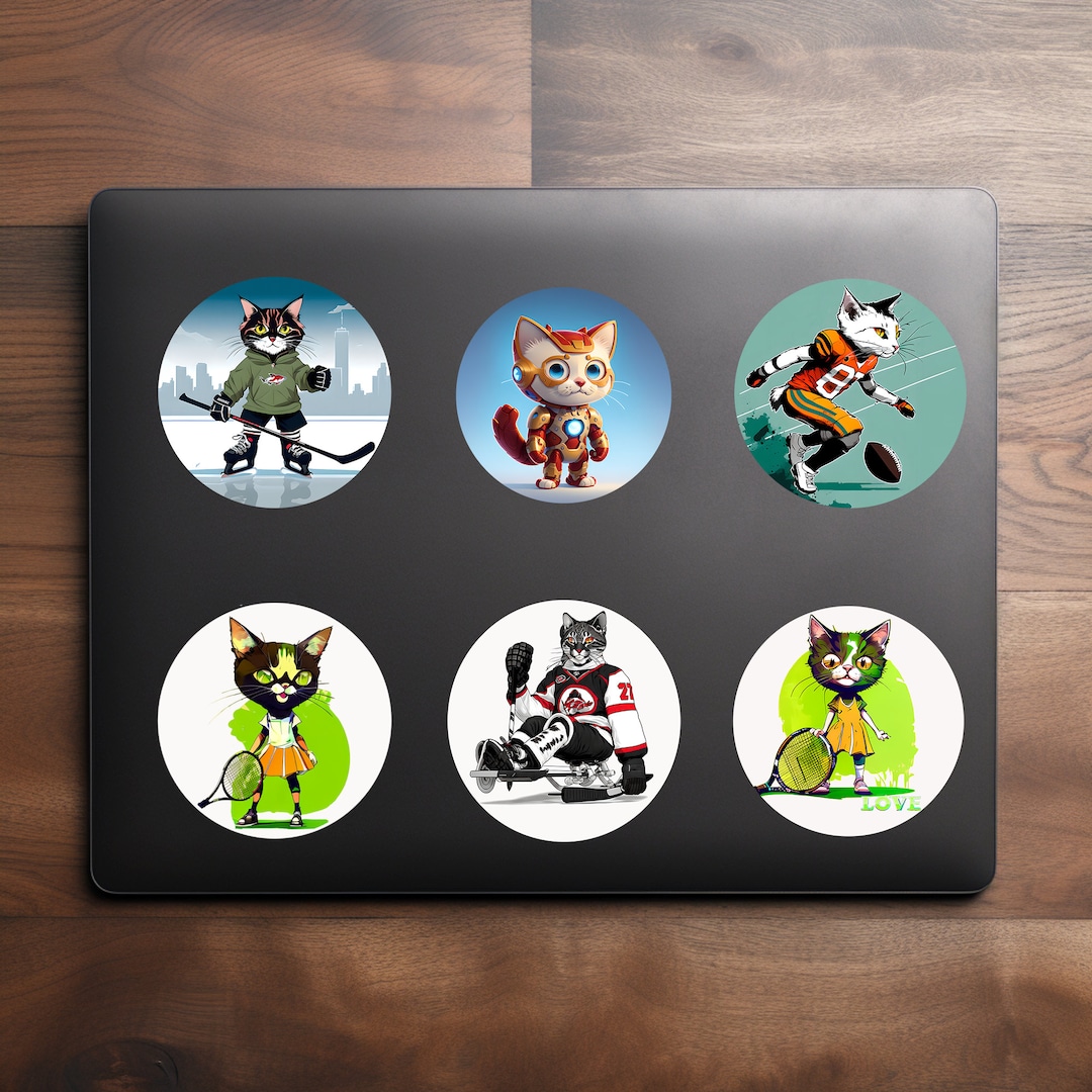 Sporty Cat Vinyl Stickers – Waterproof Kitties Playing Sports - Etsy