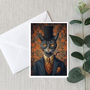 Klassische Katzen Grußkarten - Gentlecat Surreale Kunst Briefpapier erhältlich als 10x15 Karte, Postkarte oder mit Umschlag (n)