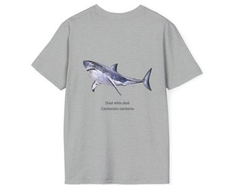 Great White Shark T-Shirt, Unisex Cotton Softstyle Tee