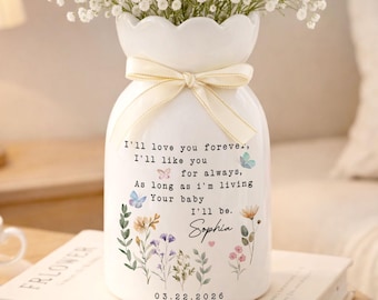Personalised Mother of the Bride Flower Vase, Wedding Favor Gifts,Mother's Day Flower Vase for Mother of the Bride Gift,Wedding Gift for Mom