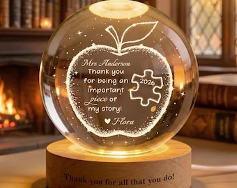 Lámpara de noche de cristal personalizada para profesores, regalo de agradecimiento para profesores, regalos de reconocimiento para profesores, regalos de despedida para empleados, regalo de fin de curso para profesores