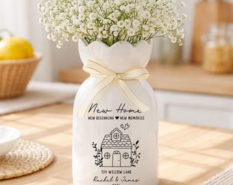 Regalo personalizado para la primera casa, florero personalizado para la inauguración de una casa, regalo de inauguración para una pareja, regalo de mudanza para un amigo, regalo para propietarios.