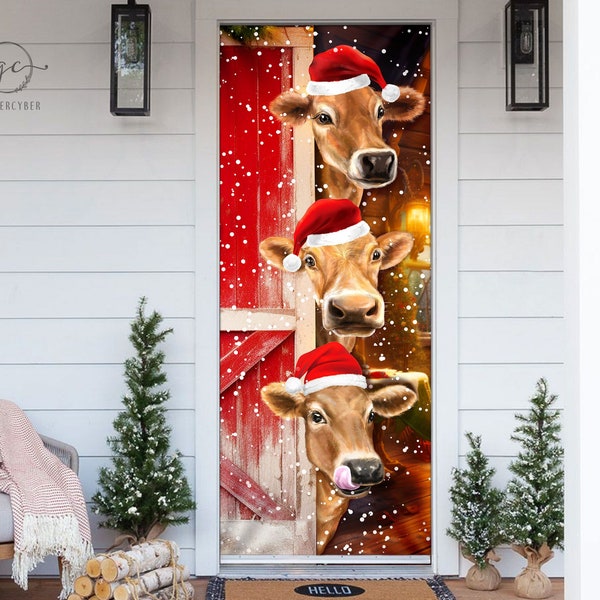 Christmas Cow Door Hanger Etsy