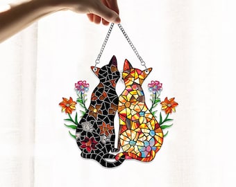Cat Acrylic Window Hanging, Cat Wall Window Hanging Art Decoration, Cat Lover Home Decor, Cat Mom Feeder Decor, Cat Gifts, Valentine Gift