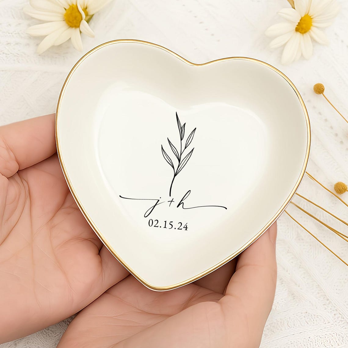 Personalized Engagement Ring Dish, Custom Initials Date Engaged Jewelry ...