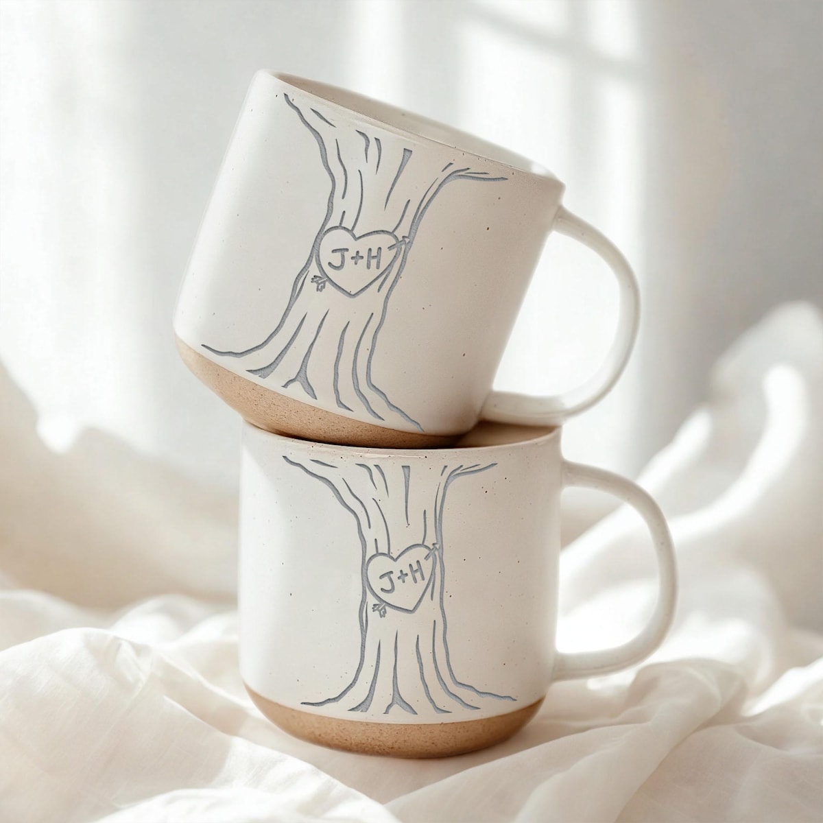 Personalised Engraved Couple Pottery Mug, Custom Carved Initials in A Heart Tree Wedding Mug, Engagement Gifts, Wedding Gifts, Bridal Shower - Etsy