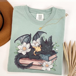 Comfort Colors Fantasy Book Dragon Shirt, Fantasy Dragon Book Lover Shirt, Wingspan Bookish Shirt, Booktok Merch, Book Gift, Bookworm Gift