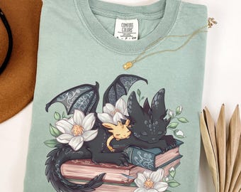 Comfort Colors Fantasy Book Dragon Shirt, Fantasy Dragon Book Lover Shirt, Wingspan Bookish Shirt, Booktok Merch, Book Gift, Bookworm Gift