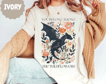 Abraxos Flower Comfort Colors Shirt, Fantasy Dragon Bookish Shirt, Boho Wildflowers Cottagecore Shirt, Fantasy Book Lover Shirt, Book Gift