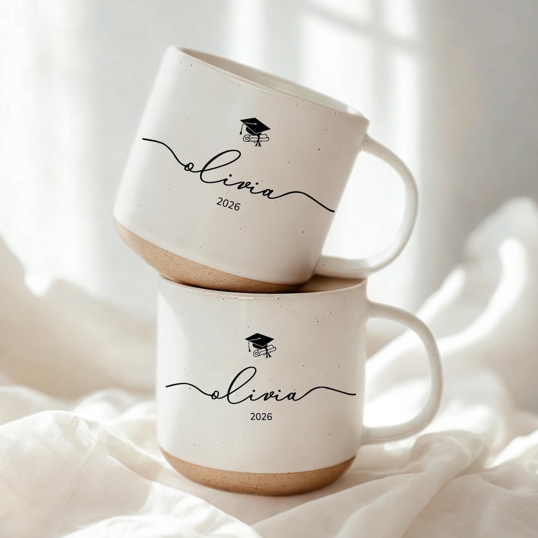 Personalized Graduation Engraved Pottery Mug, Custom Graduate Gift for ...
