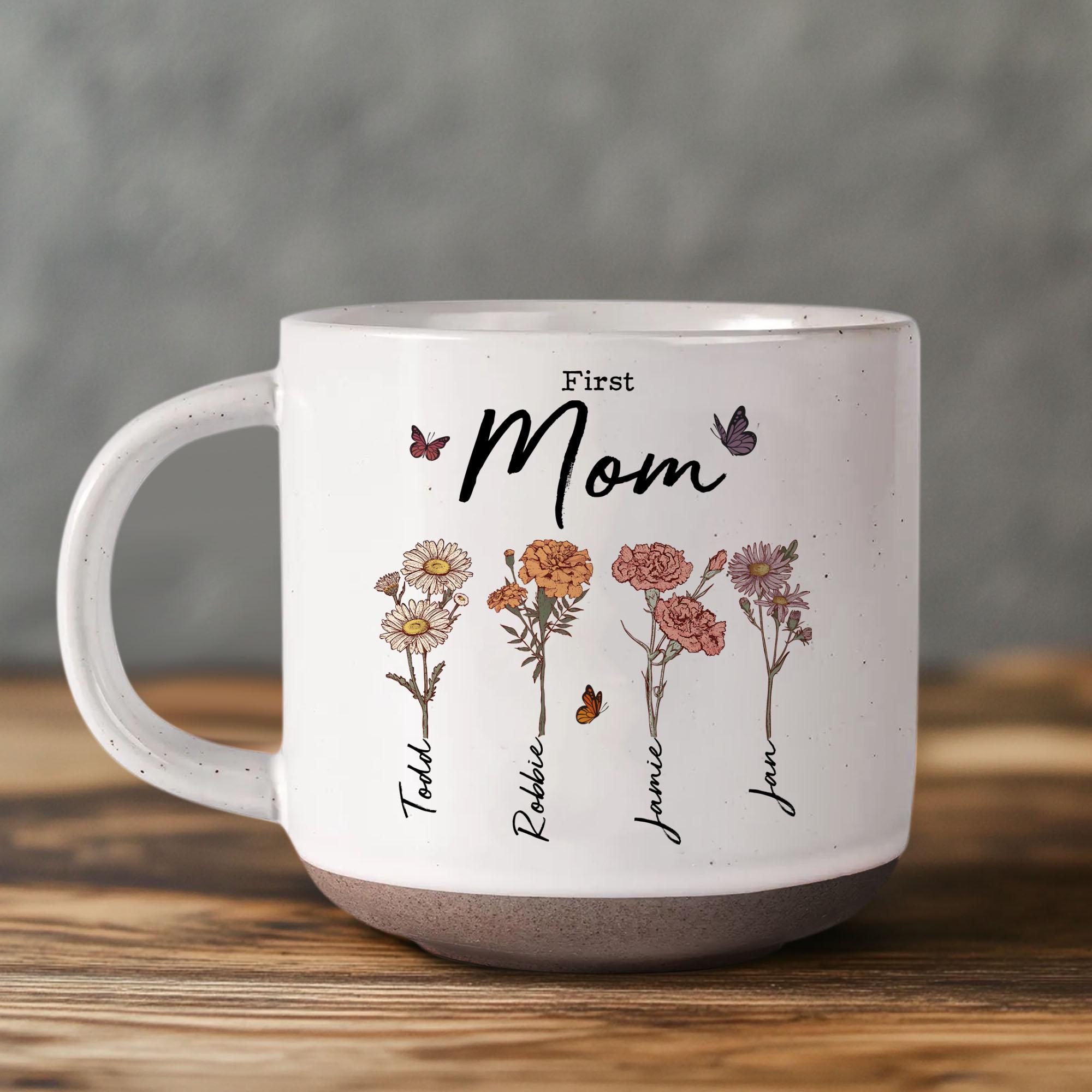 Personalised First Mom Now Grandma Birth Month Flower Pottery Mug ...