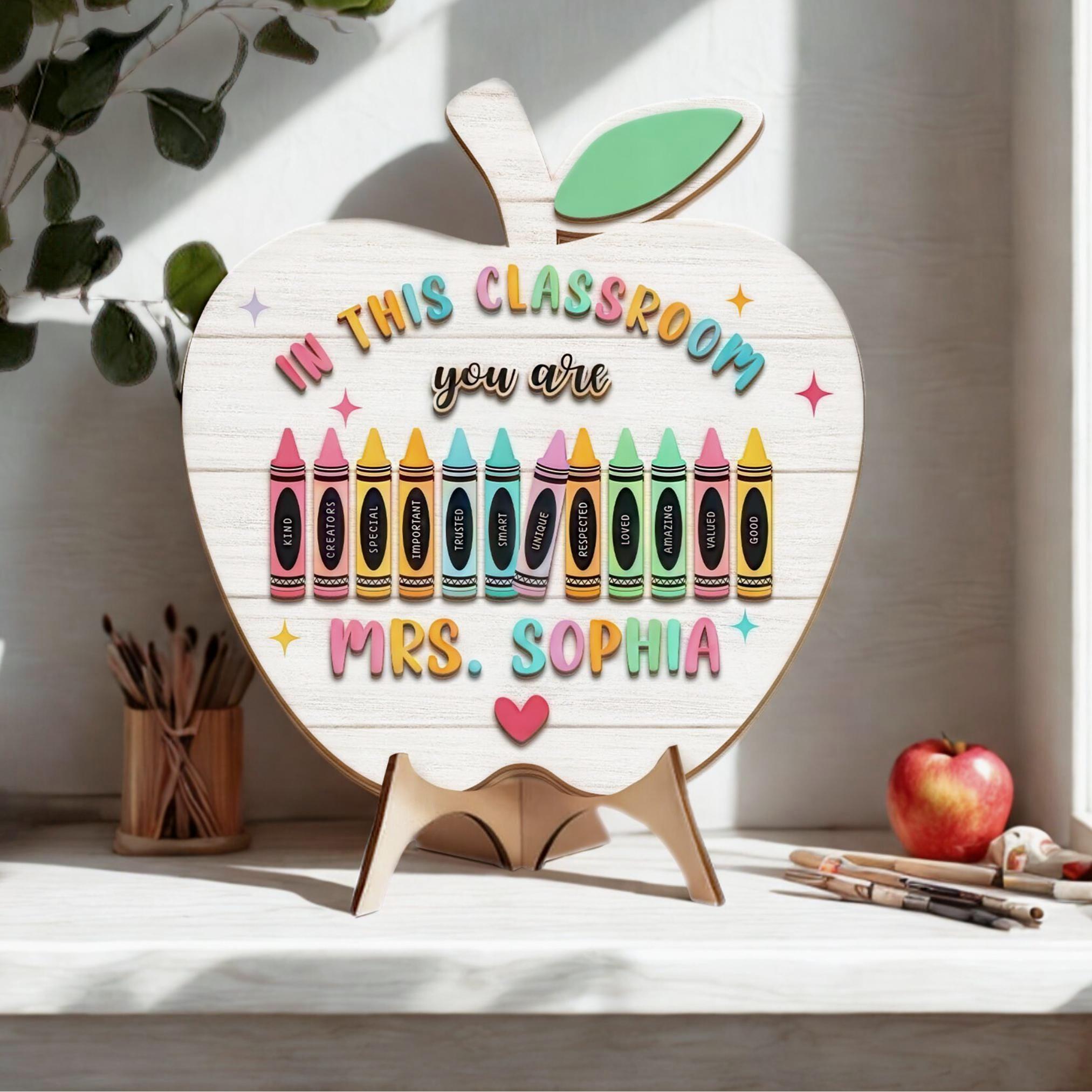 Personalized Teacher Classroom Sign, Custom Teacher Wood Plaque ...
