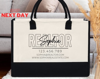 Realtor Tote Bag, Personalized Business Tote Bag, Custom Real Estate Agent Gift, Tote Bag With Logo, Promotional Tote Bag, Reusable