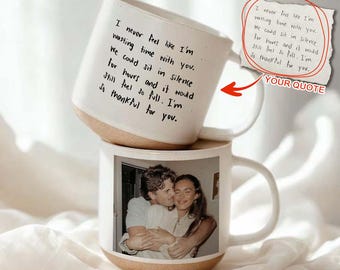 Personalized Mug Actual Handwriting Pottery Mug, Custom Photo With Text Pottery Mug, Ceramic Mug with Your Handwriting Memorial, CoupleGift