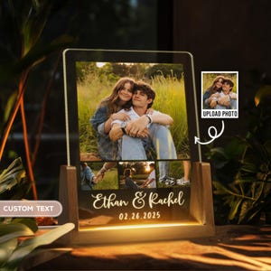 Personalized Photo LED Night Light, Custom Photo Night Light Plaque, Couple Photo Lamp, Anniversary Gift, Family Photo Gift, Birthday Gifts