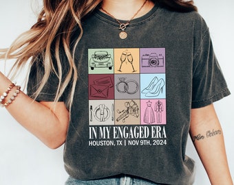 In My Engaged Era Shirt, Engaged Shirt, Trendy Comfort Colors Pocket Shirt, Engagement Gift, Custom Future Mrs. T-Shirt, Fiancee Shirt