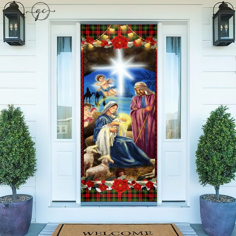 Nativity of Jesus Door Cover, Nativity Scene Front Door Decor