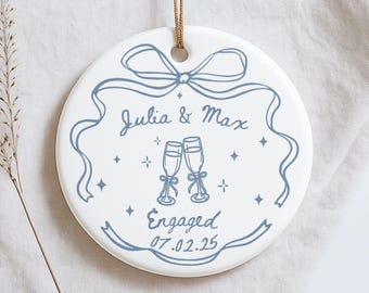 Personalized Engagement Gift for Couples, Wedding Gift for Newlyweds, Romantic Whimsical Ceramic, Married Ornament, Anniversary Gift