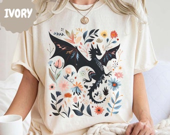 Abraxos Flower Comfort Colors Shirt, Fantasy Dragon Bookish Shirt, Boho Wildflowers Cottagecore Shirt, Fantasy Book Lover Shirt, Book Gift