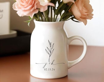 Personalised Wedding Vase Gift, Custom Engagement Gift, Wedding Flower Vase, Engaged Gift, Bridal Shower Gifts, Wedding Gifts for Couple