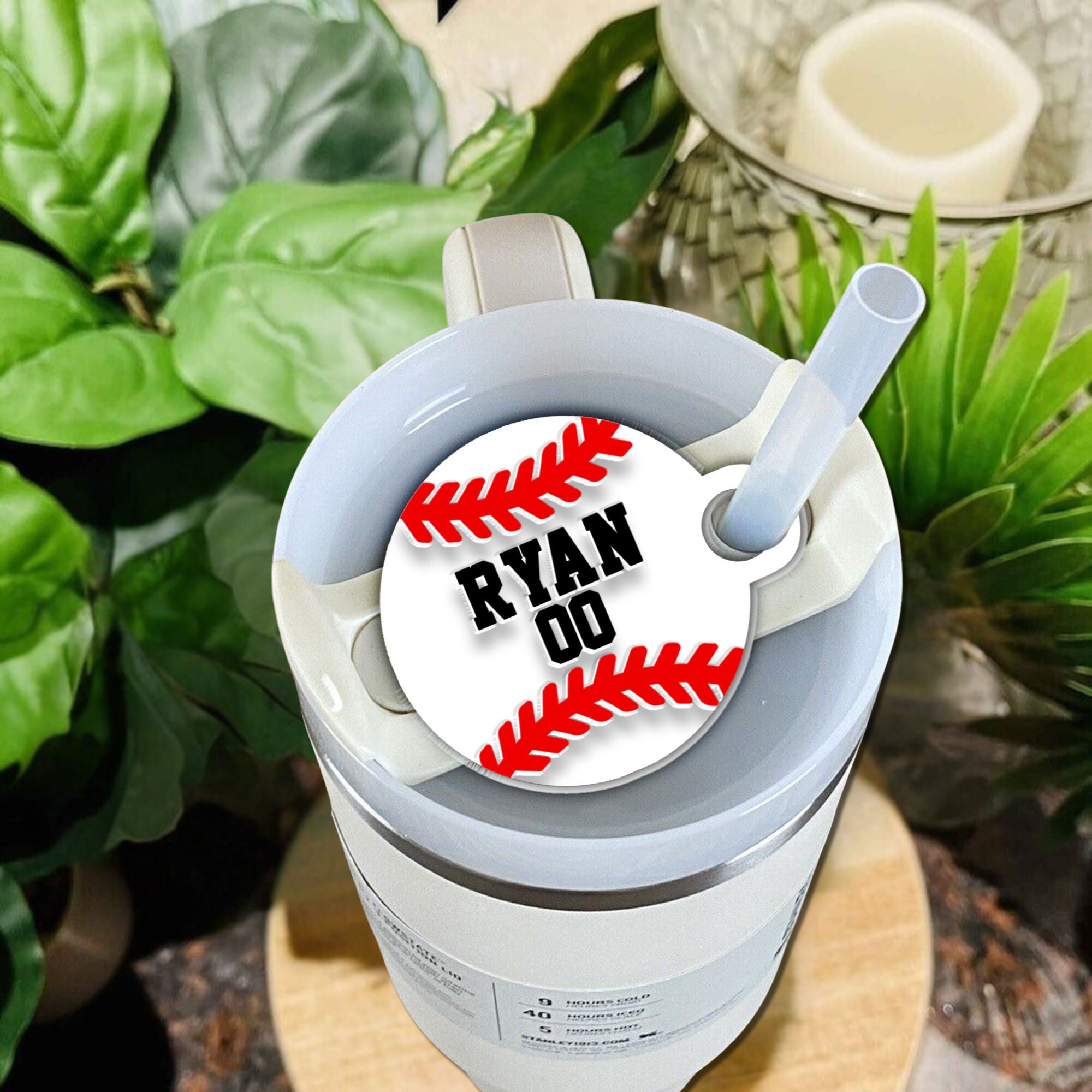 Personalized Baseball Tumbler Topper, Sports Cup Accessory, 30oz/40oz, Multi-Color