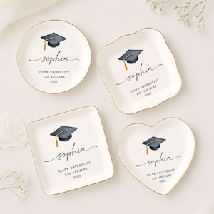 Personalized Graduation Ring Dish, Custom Grad Jewelry Dish, Class of 2025 Ring Holder, Graduation Gift, Masters Degree Gift, PHD Graduation