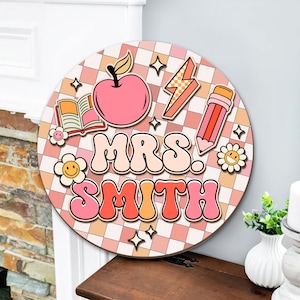 Personalized 3D Teacher Door Hanger, Teacher Disco Ball Door Sign, Groovy Classroom Decor For Teacher, Back To School Gift,Teacher Gifts