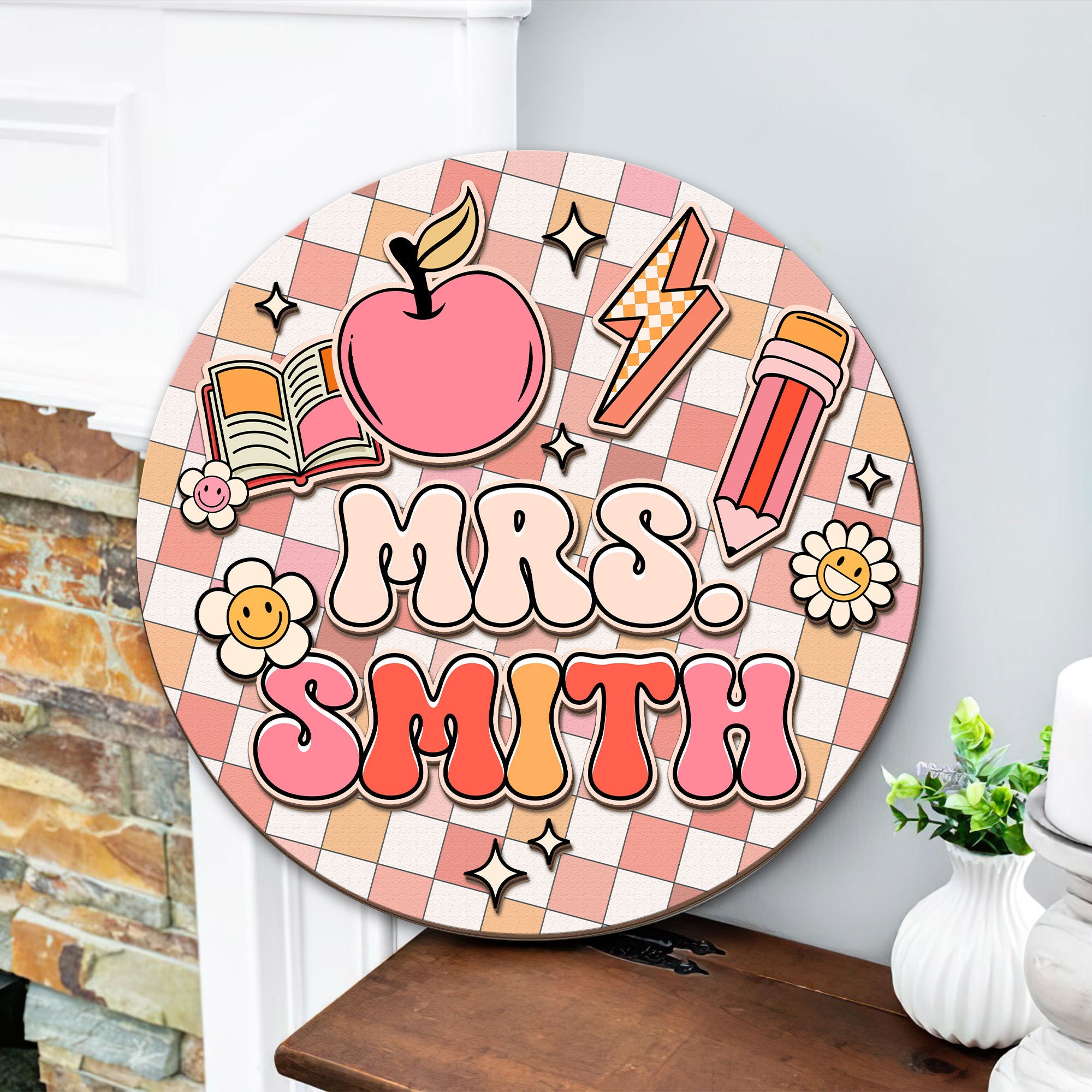 Personalized 3D Teacher Door Hanger, Teacher Disco Ball Door Sign, Groovy Classroom Decor For Teacher, Back To School Gift,Teacher Gifts
