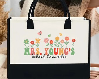 Personalized School Counselor Tote Bag, Teacher Appreciation Gift, School Counselor Gift, Counselor Appreciation Gift, Custom Counselor Bag