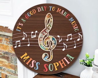 Music Teacher Door Sign, Personalized Wooden Sign Music, Music Education Sign, Piano Teacher Gift, Music Name Sign, School Teacher Gift