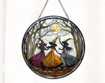 Girls Will Be Girls Witch Suncatcher Ornament, Feminist Witch Acrylic Wall Window Hanging Art Decoration, Feminist Dark Fantasy Home Decor
