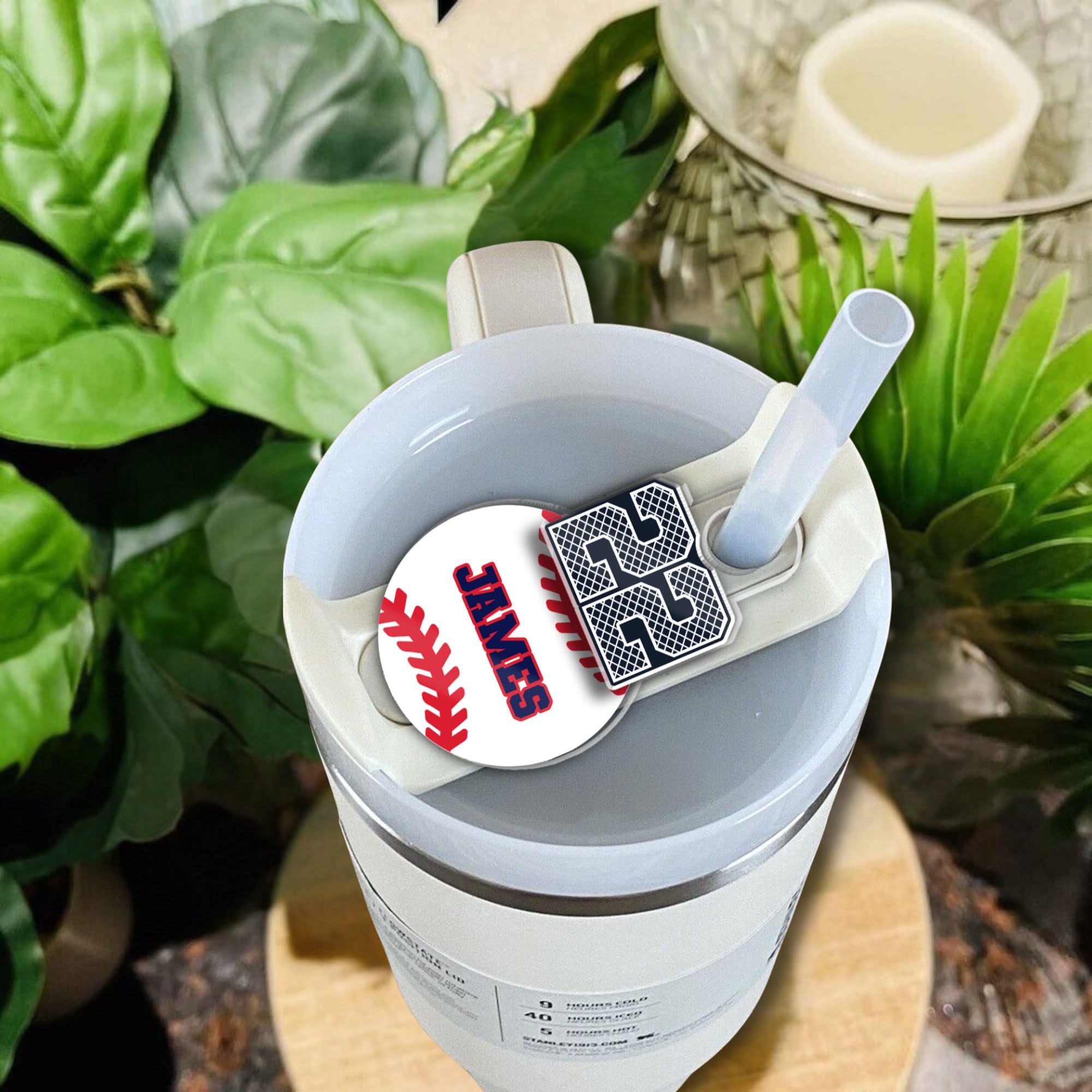 Personalized Baseball Tumbler Topper, Sports Cup Accessory, 30oz/40oz, Multi-Color
