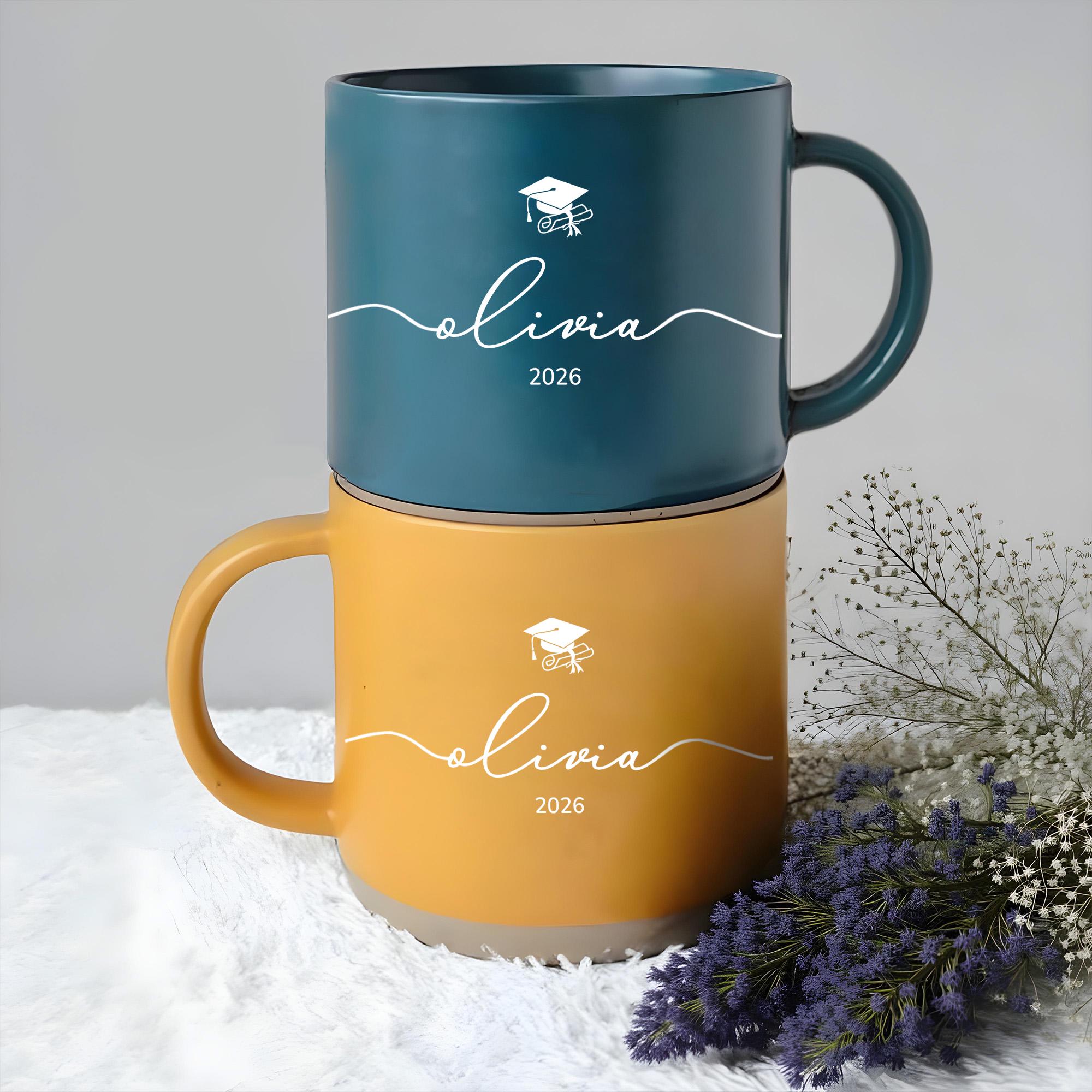 Personalized Graduation Engraved Pottery Mug, Custom Graduate Gift for ...