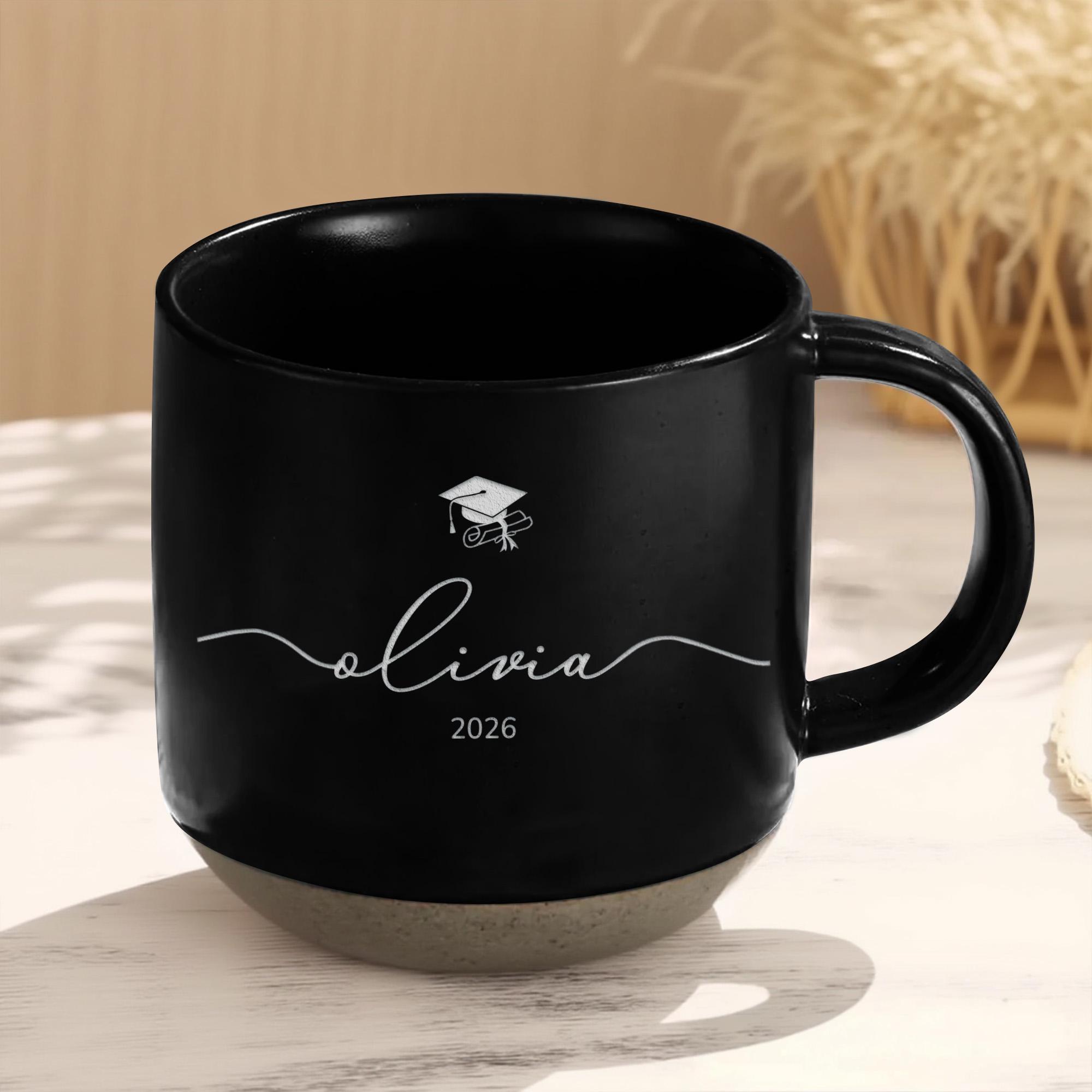 Personalized Graduation Engraved Pottery Mug, Custom Graduate Gift for ...