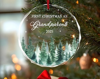 Personalized New Grandparents Glass Ornament, New Grandma Ornament, 1st Christmas Ornament As Grandparents, Family Keepsake, Holiday Gifts