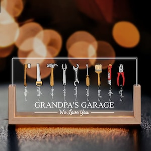 Personalized Grandpas Garage with Kids Name LED Night Light, Chirtsmas Gifts for Grandpa, Grandpa Gift, Custom Gift For Grandpa,Gift for Dad