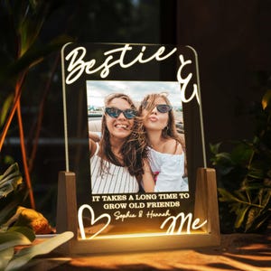 Personalized Bestie and Me LED Night Light, Custom Photo Best Friend Night Light, Best Friend Gift, Friendship Light Up Sign, Sister Gift