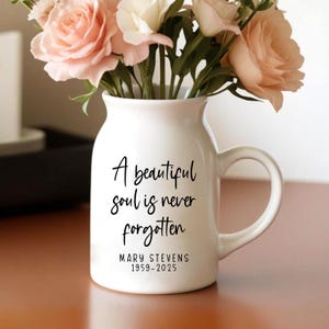 Memorial Ceramic Vase for Loved Ones, Personalized Condolences Flower Vase, Memorial Vase, Gift for Grieving, Memorial Keepsake