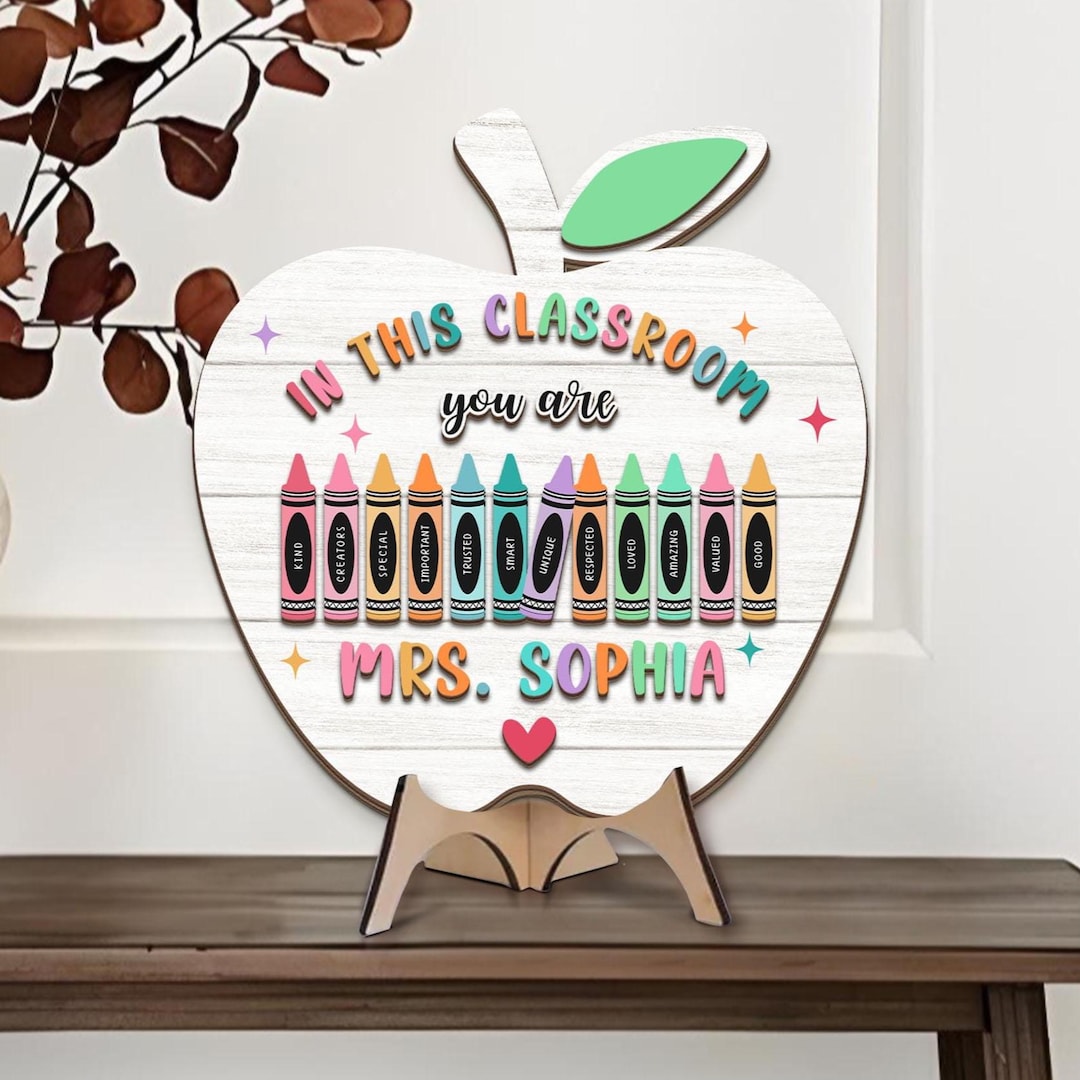 Personalized Teacher Classroom Sign, Custom Teacher Wood Plaque ...