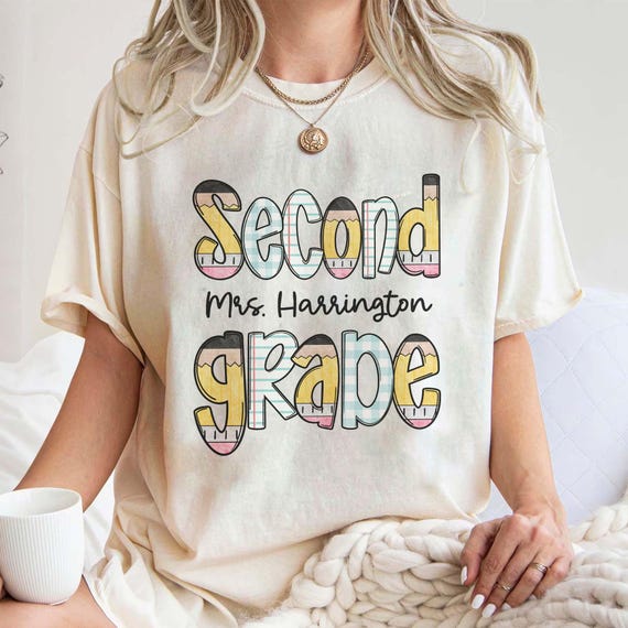 Personalised Second Grade Teacher Shirt, Comfort Colors Custom Teacher Shirt, 2nd Grade Teacher Team Tee, New Teacher Gift, Back to School