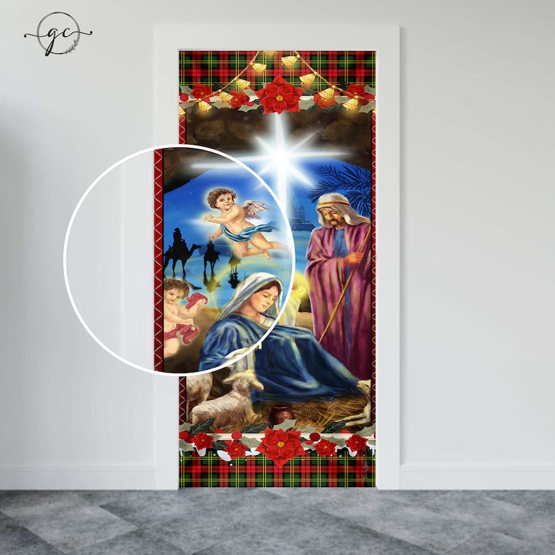 Nativity of Jesus Door Cover, Nativity Scene Front Door Decor