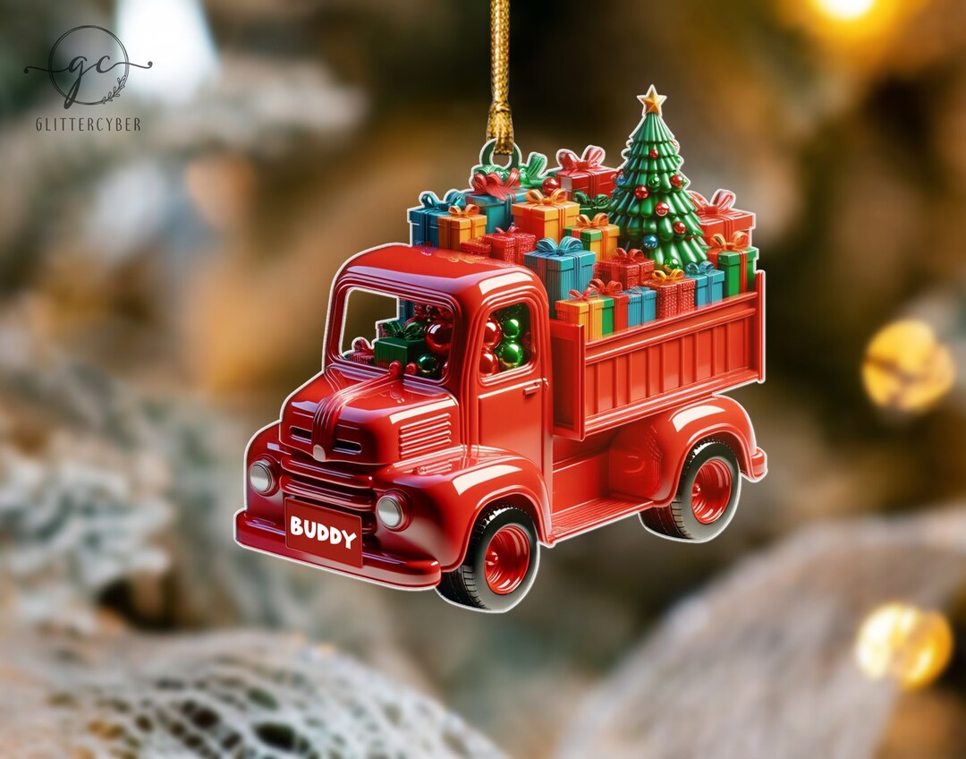 Red Truck Christmas Ornament, Red Truck Gift, Christmas Decor, Xmas